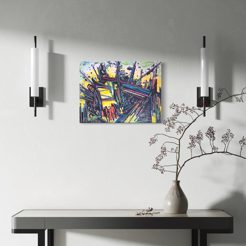 The artwork, South Station, by James Ehling, displayed in a room.