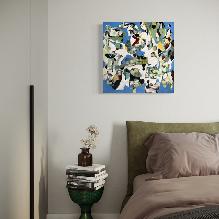 The artwork, Spring Division, by David Louis Cintron, displayed in a room.
