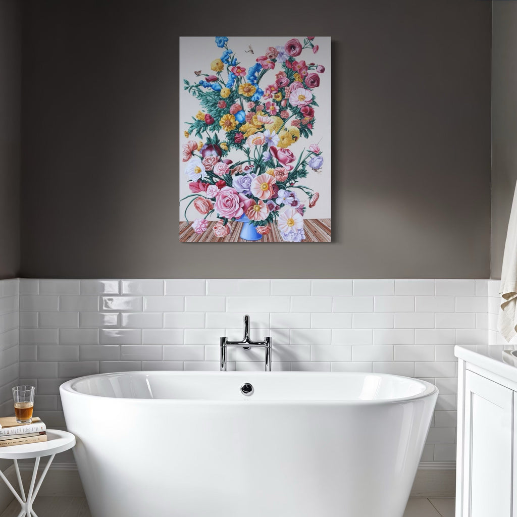 The artwork, Spring Flowers I, by Carlos Gamez de Francisco, displayed in a room.