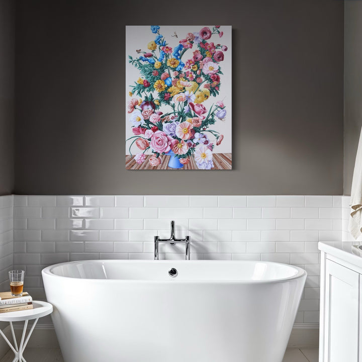 The artwork, Spring Flowers I, by Carlos Gamez de Francisco, displayed in a room.