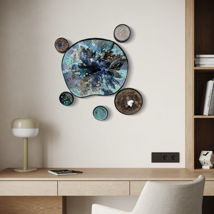 The artwork, Spring Thaw, by Lisa S. Truax, displayed in a room.