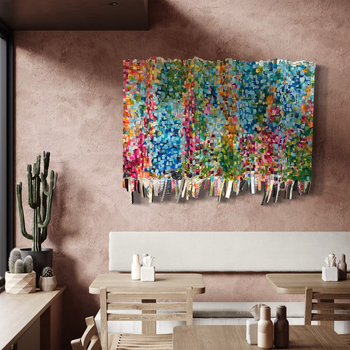 The artwork, Spring is Around the Corner, by Shiri Phillips, displayed in a room.