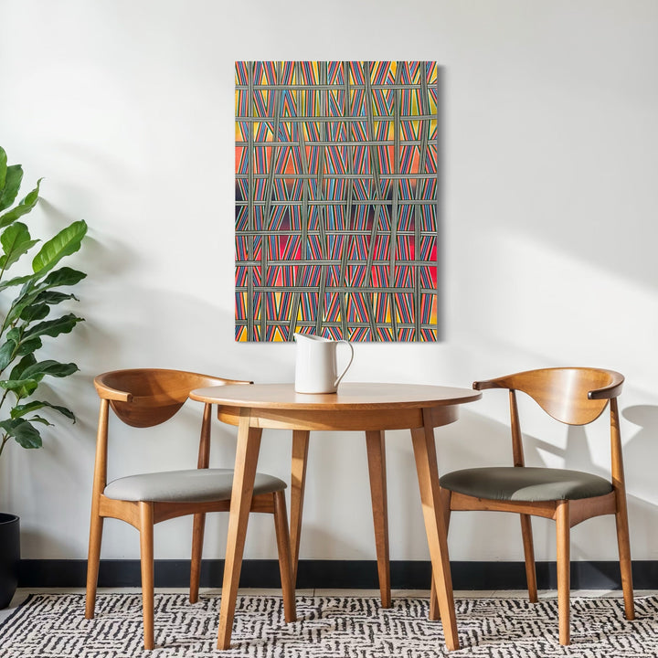 The artwork, Staying Close, by Elyce Abrams, displayed in a room.
