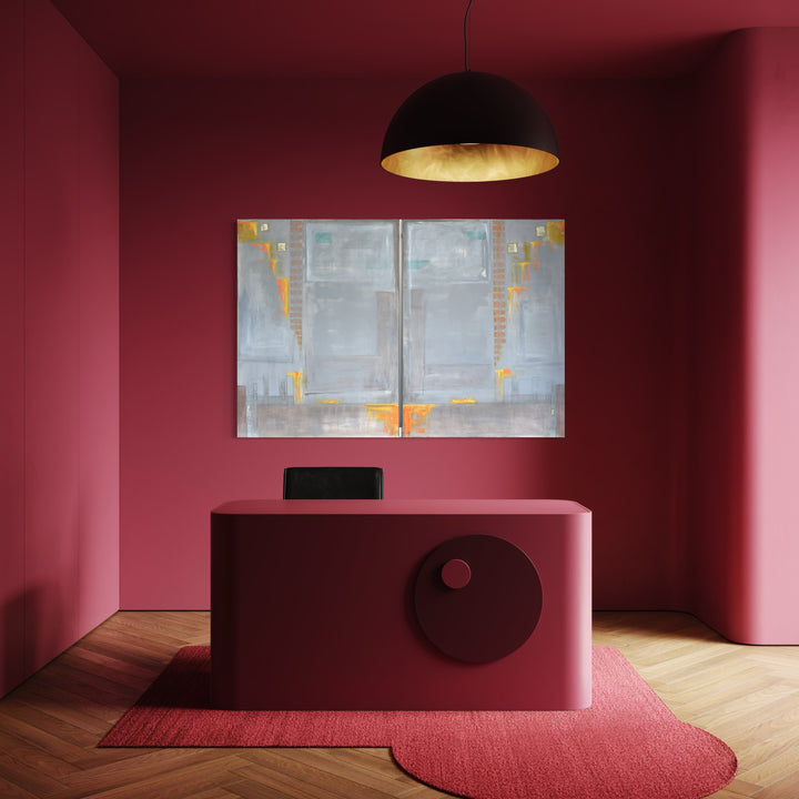 The artwork, Step Lightly, by Cora Jane Glasser, displayed in a room.