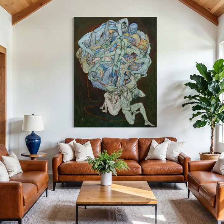The artwork, Stitched with Its Color, by Sol Kjok, displayed in a room.
