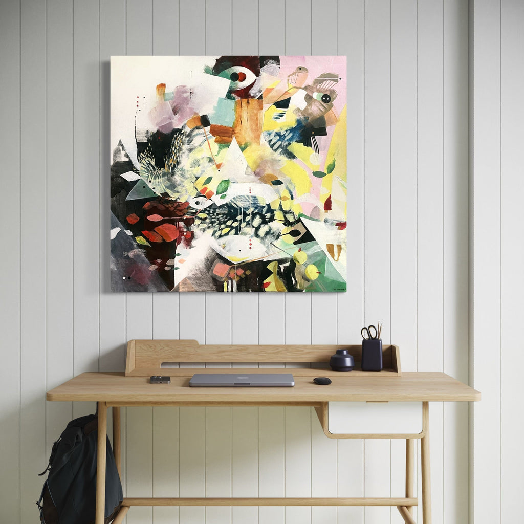 The artwork, Strange Atttractors, by David Louis Cintron, displayed in a room.