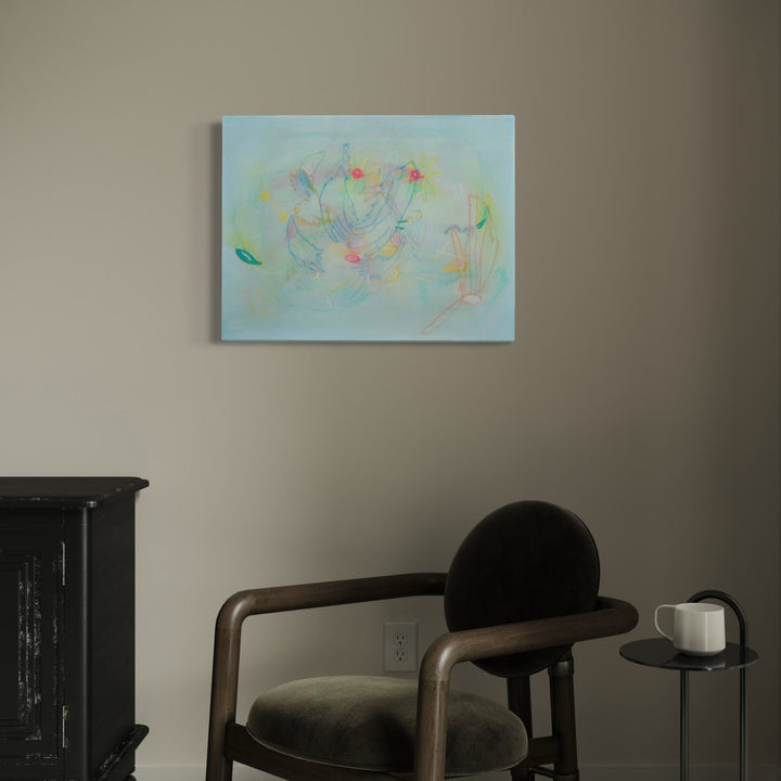 The artwork, Streched 05, by Amy Decker, displayed in a room.