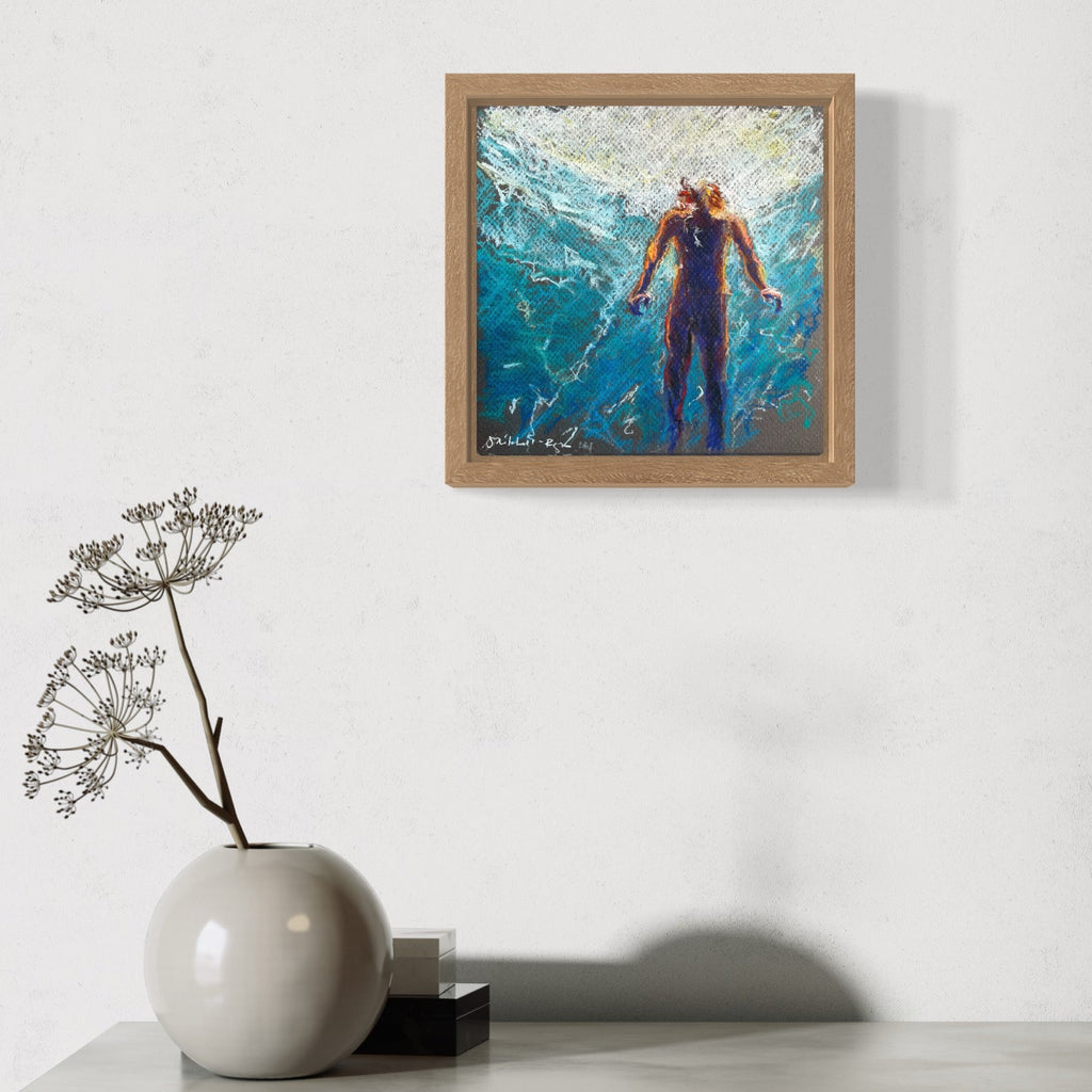The artwork, Submerged 11, by Jo Carol Mitchell-Rogers, displayed in a room.