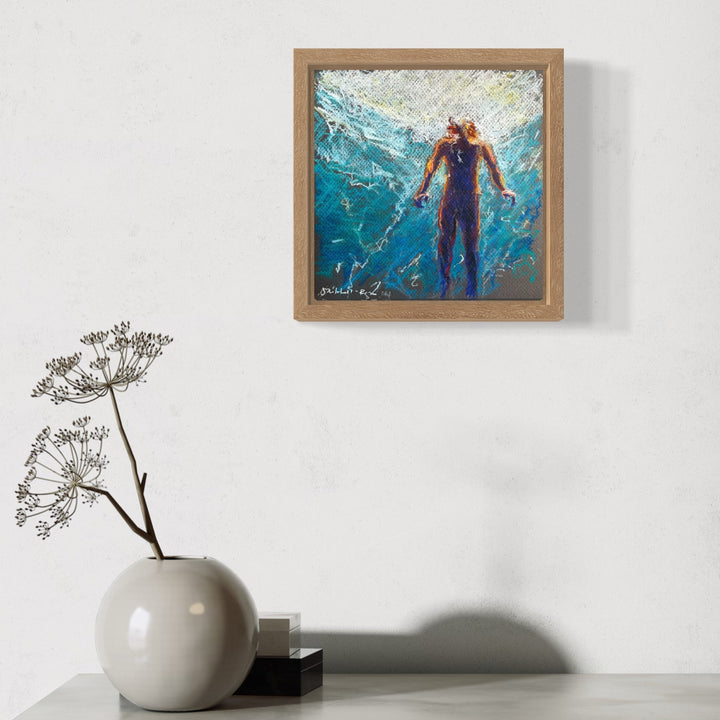 The artwork, Submerged 11, by Jo Carol Mitchell-Rogers, displayed in a room.
