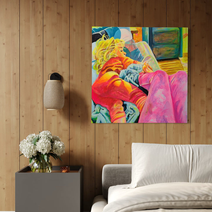 The artwork, Sunday Morning, by Mary Younkin, displayed in a room.