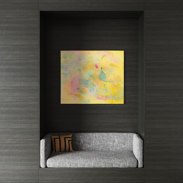The artwork, Sundrenched, by Amy Decker, displayed in a room.