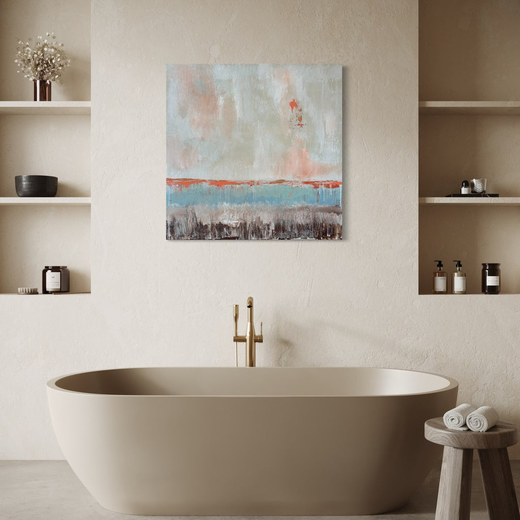 The artwork, Sunset, by Tammy Kushnir, displayed in a room.