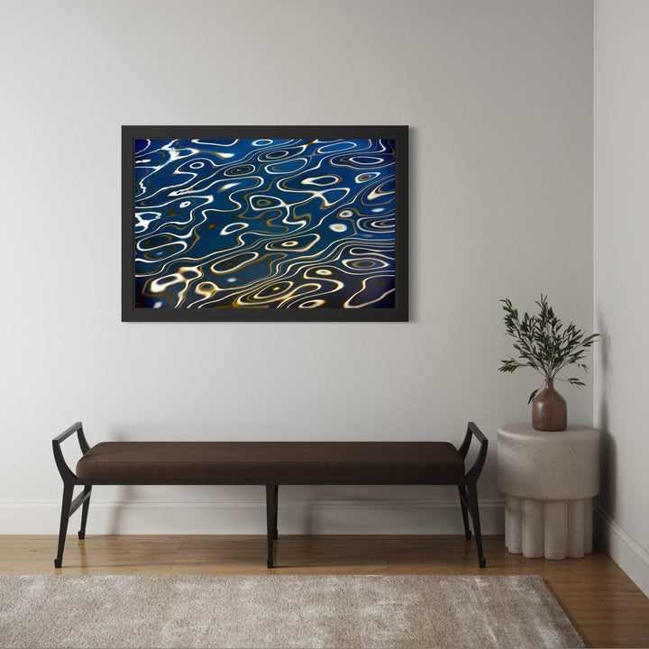 The artwork, Surface Tensions 02, by Steve Edson, displayed in a room.