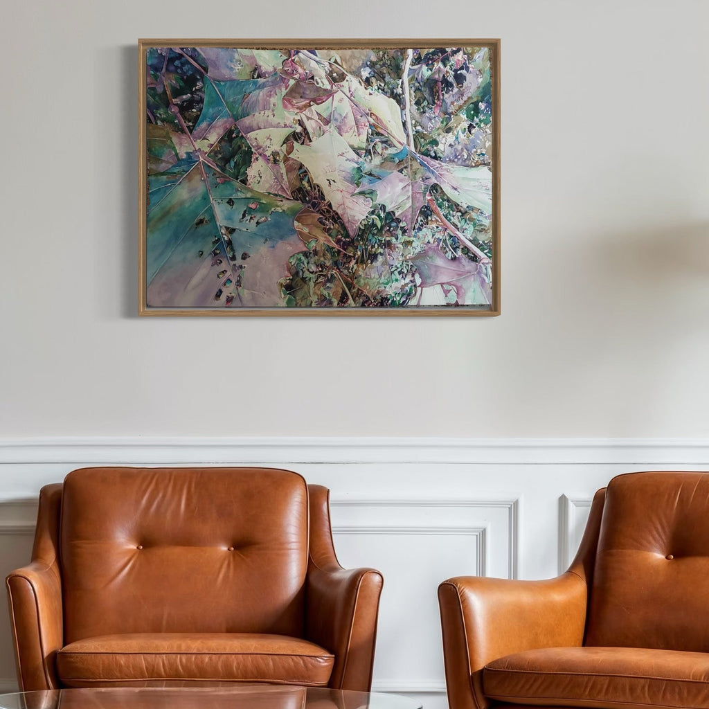 The artwork, Sycamore, by Jane E. Skafte, displayed in a room.