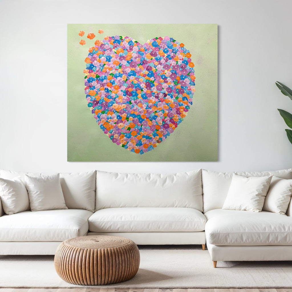 The artwork, Symphonies Of Love Number Fourteen, by Dorothea Sandra, displayed in a room.