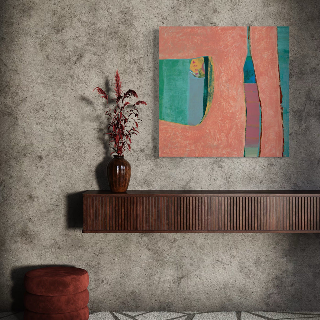 The artwork, Symphony 13, by Carin Kulb Dangot, displayed in a room.