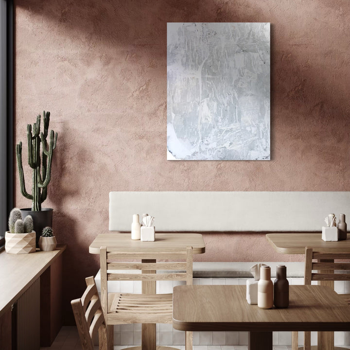 The artwork, TAFD Silver, by Amy Turner, displayed in a room.