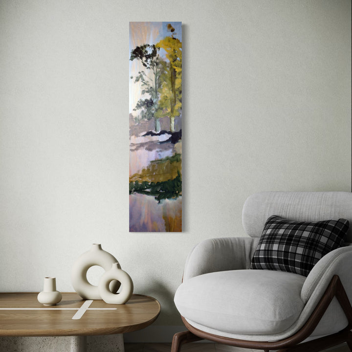 The artwork, TWO IN OCTOBER , by Diane Love, displayed in a room.