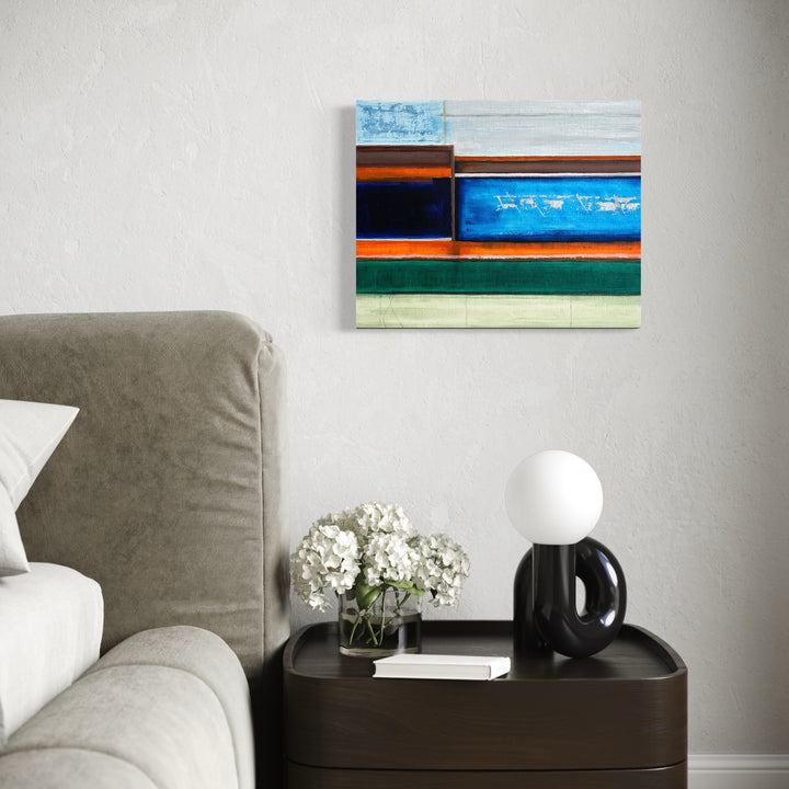 The artwork, Tapestry, by Cora Jane Glasser, displayed in a room.