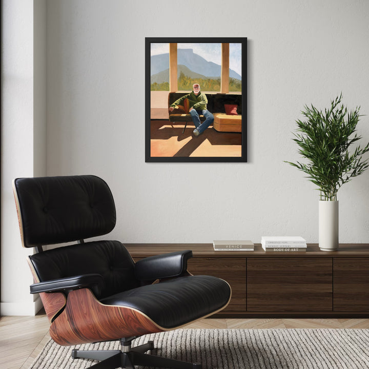 The artwork, That's No Gentleman, by Connie Falk, displayed in a room.