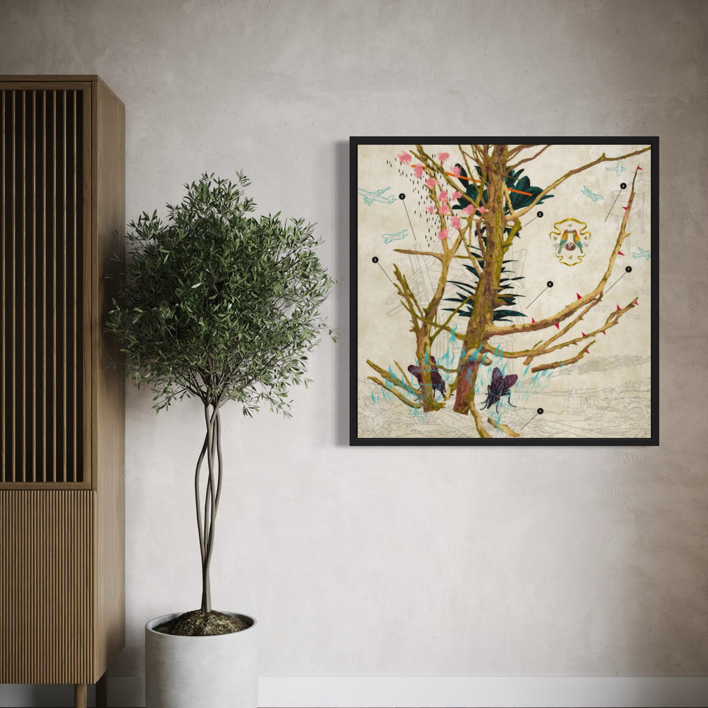 The artwork, The Bee Eaters, by Steve Moors, displayed in a room.