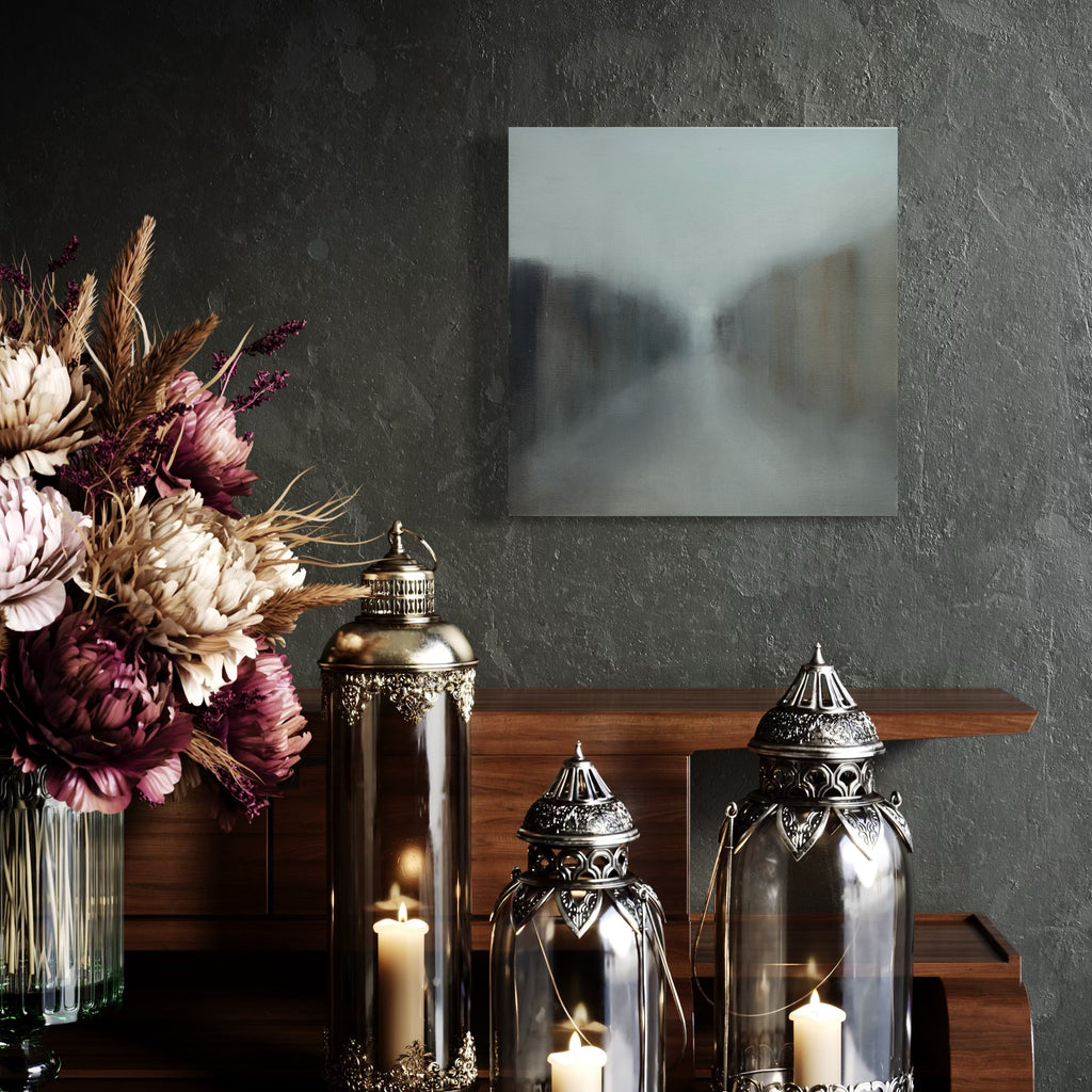 The artwork, The End of Tunnel, by Xanthippe Tsalimi, displayed in a room.