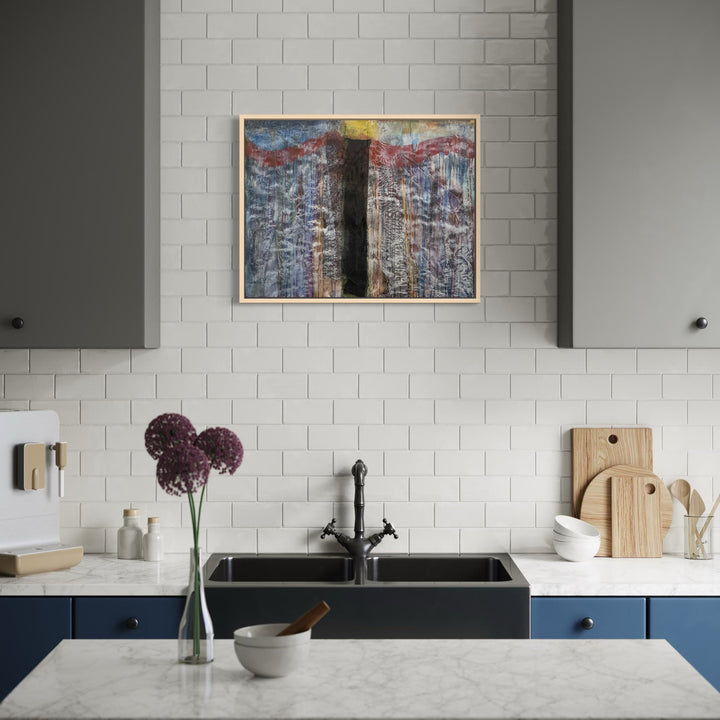 The artwork, The Fanatism of my twenties shocks me now, by Molly Heron, displayed in a room.