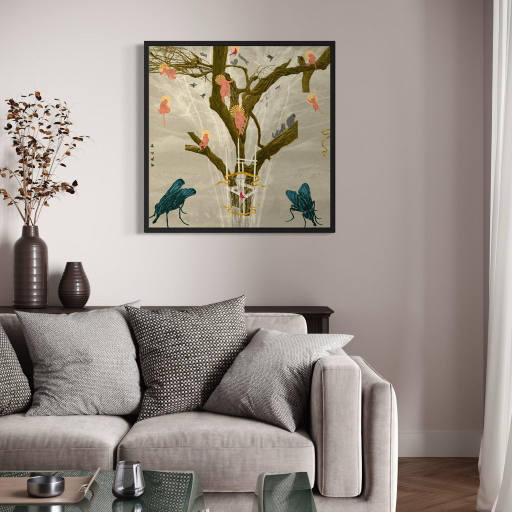 The artwork, The Gift, by Steve Moors, displayed in a room.