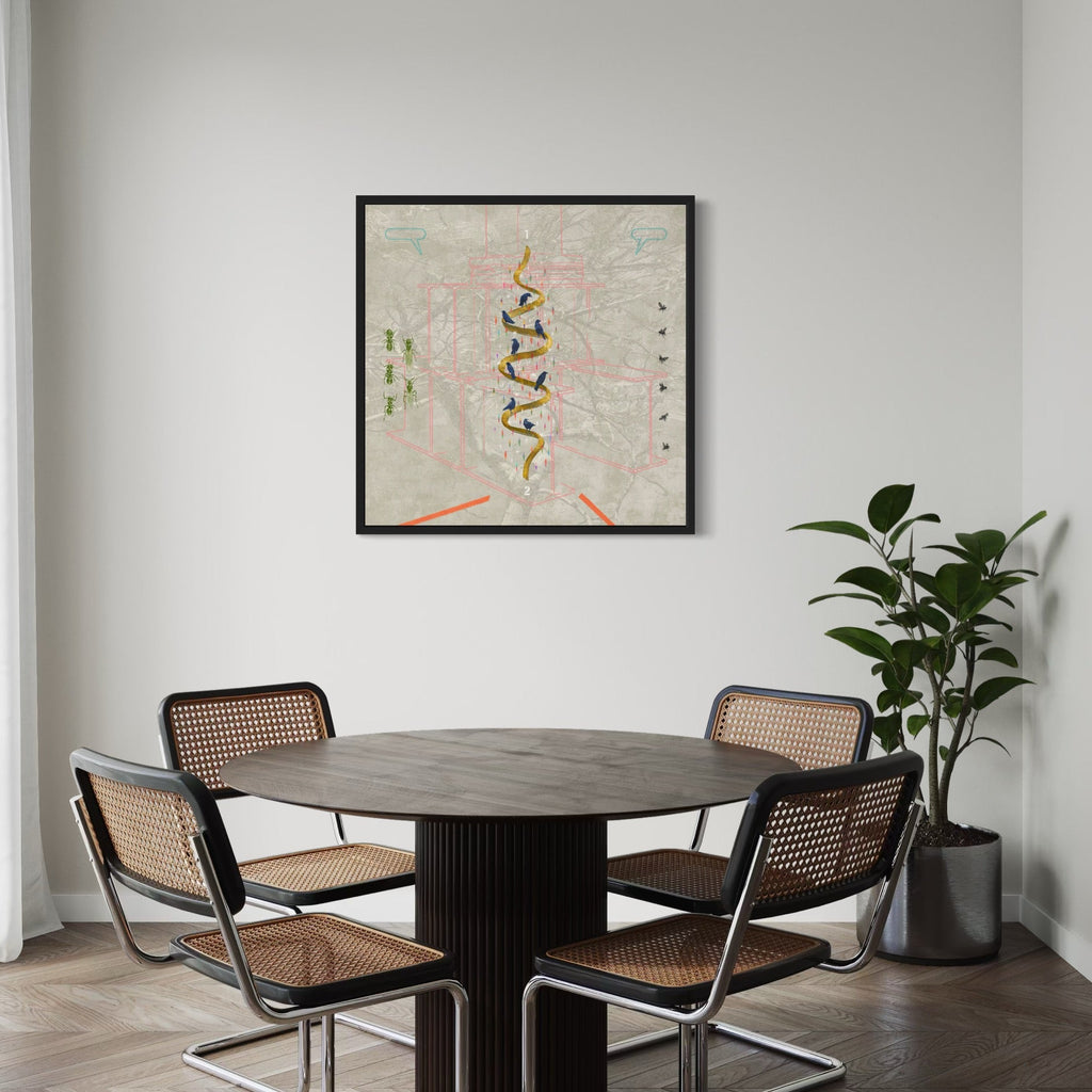 The artwork, The Oblique Perspective, by Steve Moors, displayed in a room.