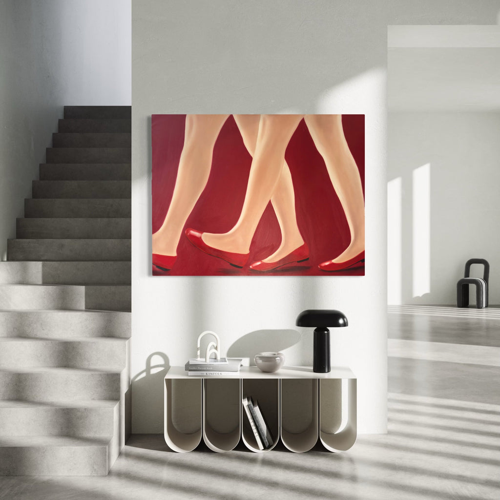 The artwork, The Ones who go, by Anastasia Korsakova, displayed in a room.
