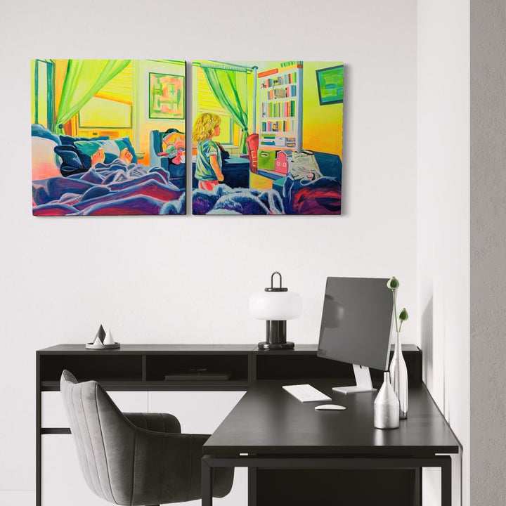 The artwork, The Place Where We Exist Together, by Mary Younkin, displayed in a room.