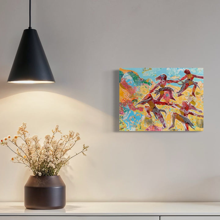The artwork, There Are Guides Who Show You The Way, by Rebecca Darlington, displayed in a room.