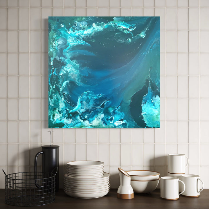 The artwork, There is No Such Thing as Global Warming ii, by Anne Cherubim, displayed in a room.