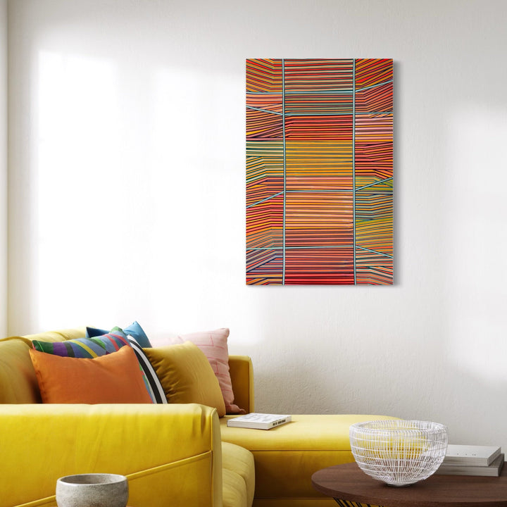The artwork, Thinking Of You In The Sunshine, by Elyce Abrams, displayed in a room.