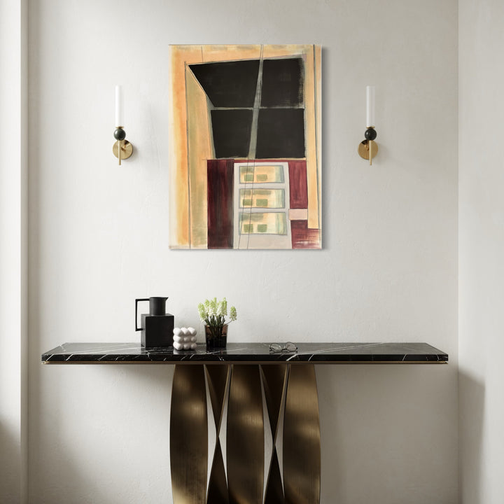 The artwork, Thru-Line, by Cora Jane Glasser, displayed in a room.