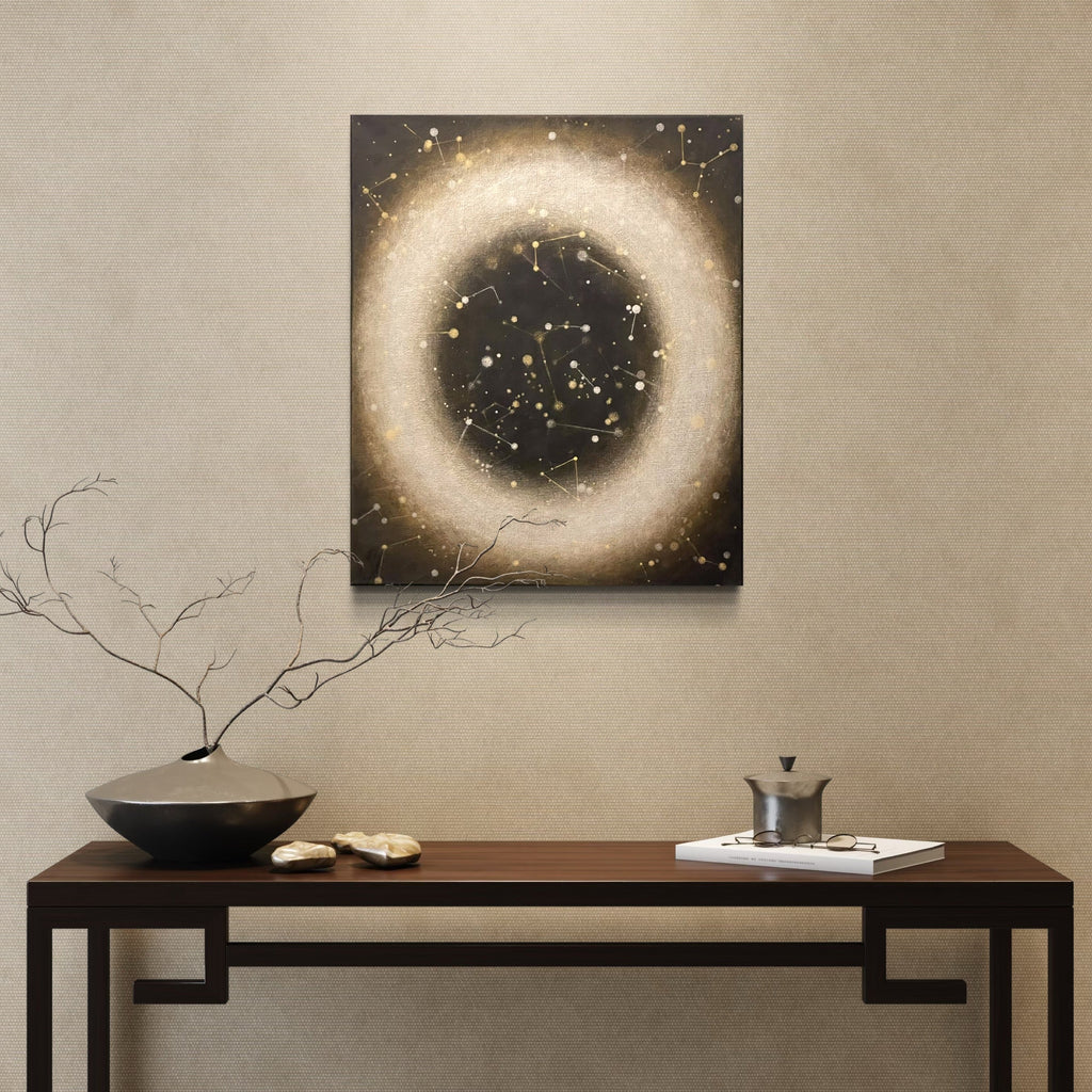 The artwork, Time-Space, by Sonomi Kobayashi, displayed in a room.