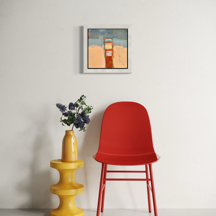 The artwork, Tiny Tower of Maybe, by Leslie Thornton, displayed in a room.