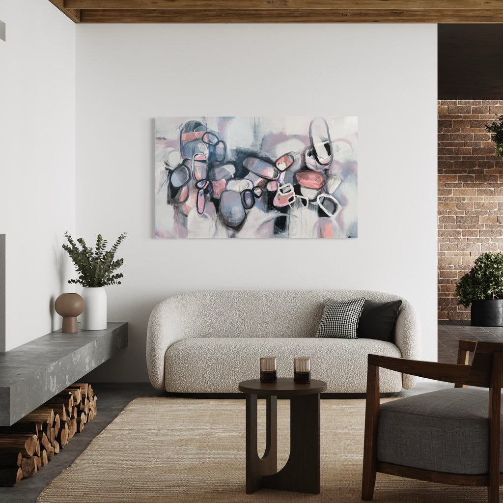 The artwork, Together We Are Not Alone, by Ann Flemings, displayed in a room.