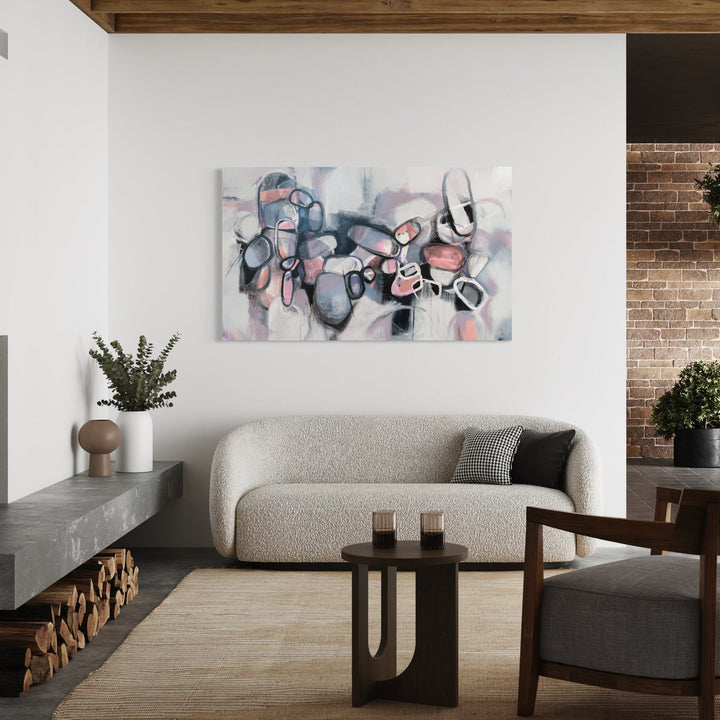 The artwork, Together We Are Not Alone, by Ann Flemings, displayed in a room.