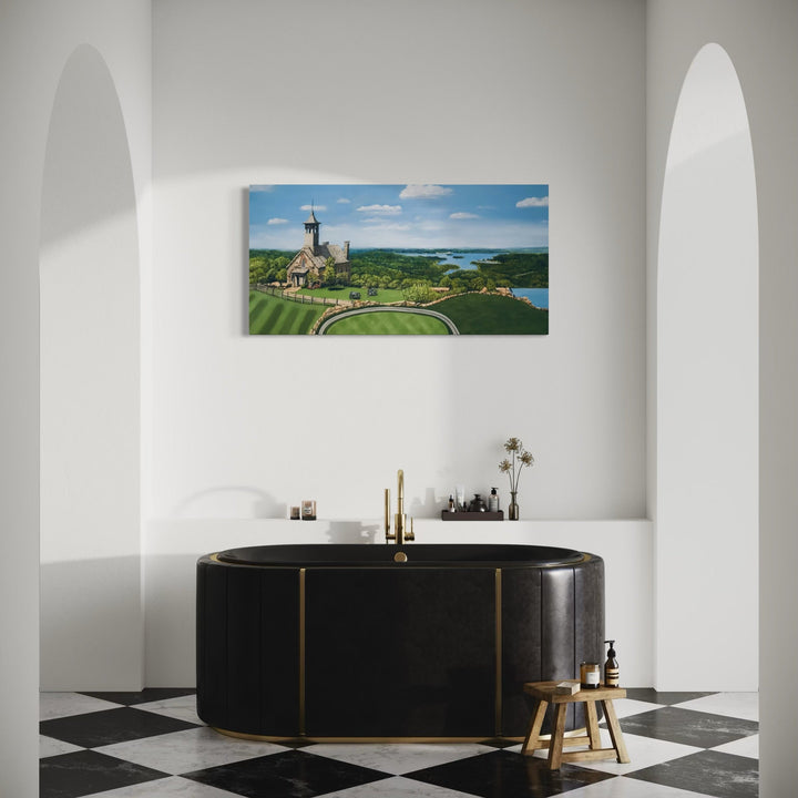 The artwork, Top of the Rock, by Lynnette Horn, displayed in a room.