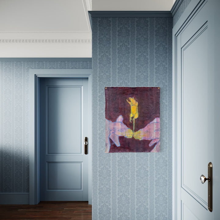 The artwork, Touching Me Touching You, by Patrick Bower, displayed in a room.