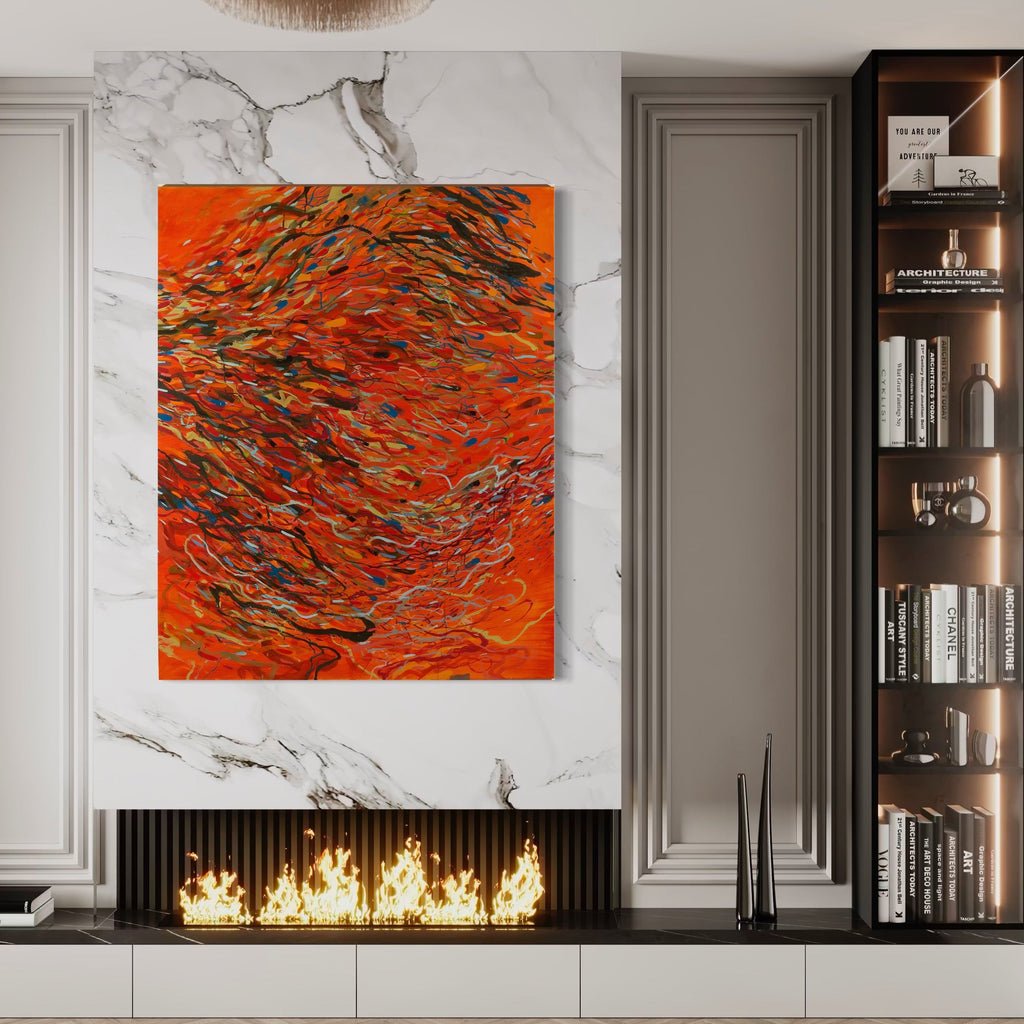 The artwork, Traffic In Ideas, by Lisa Ingram, displayed in a room.