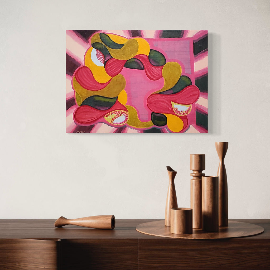 The artwork, Trance, by Jade Chan, displayed in a room.