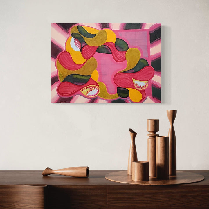 The artwork, Trance, by Jade Chan, displayed in a room.