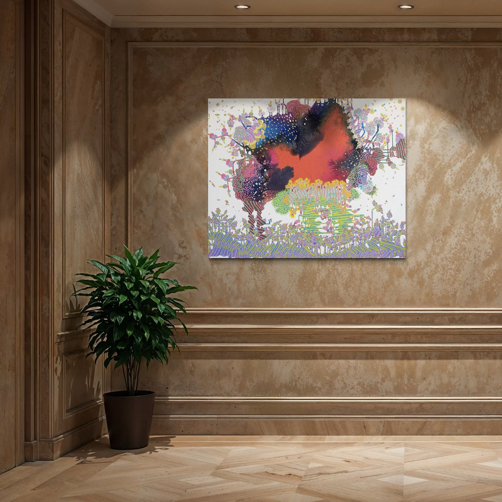 The artwork, Transformation, by Avani Patel, displayed in a room.