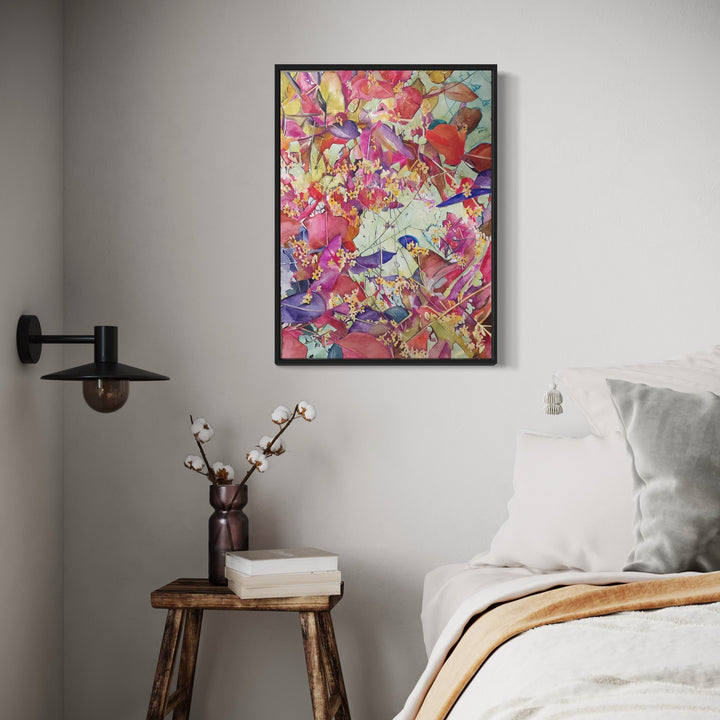 The artwork, Tree in Bloom, by Jane E. Skafte, displayed in a room.
