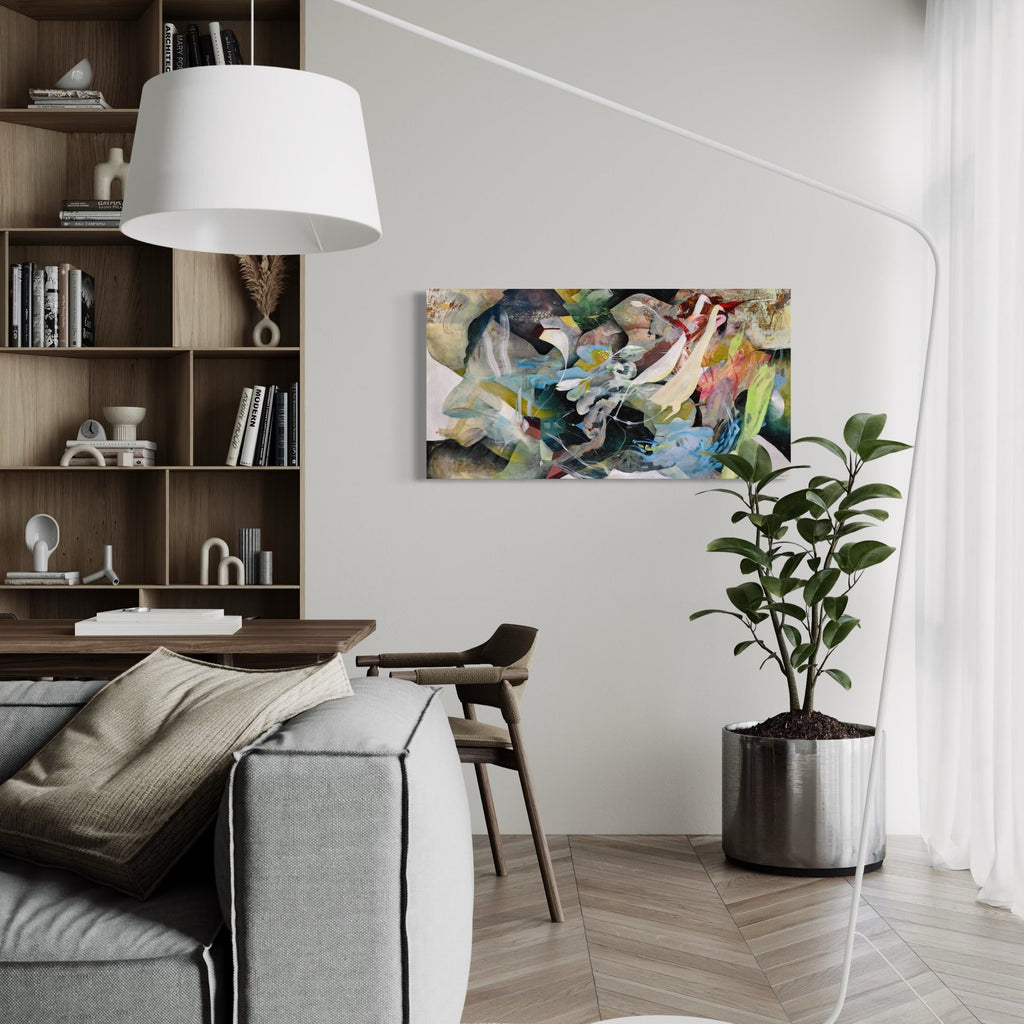 The artwork, Under the Lake, by David Louis Cintron, displayed in a room.