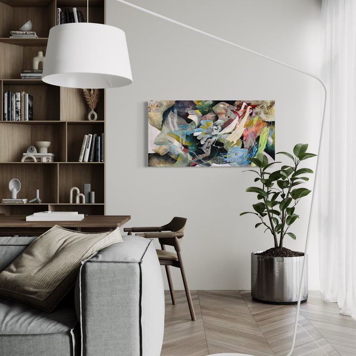 The artwork, Under the Lake, by David Louis Cintron, displayed in a room.