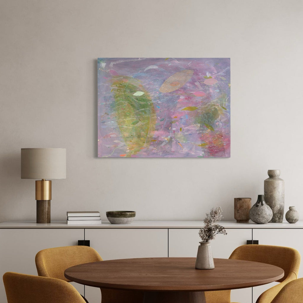 The artwork, Undersea Lavender, by Amy Decker, displayed in a room.
