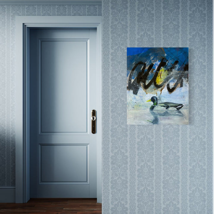 The artwork, Urban Mallard, by Chris Baily, displayed in a room.